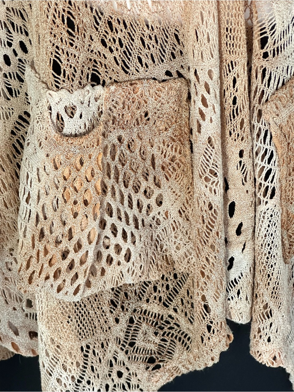 Boho Y2K Crochet Lace Overlay Tank Flowy Tunic Top Sz M Mermaidcore Festival - Picture 5 of 8